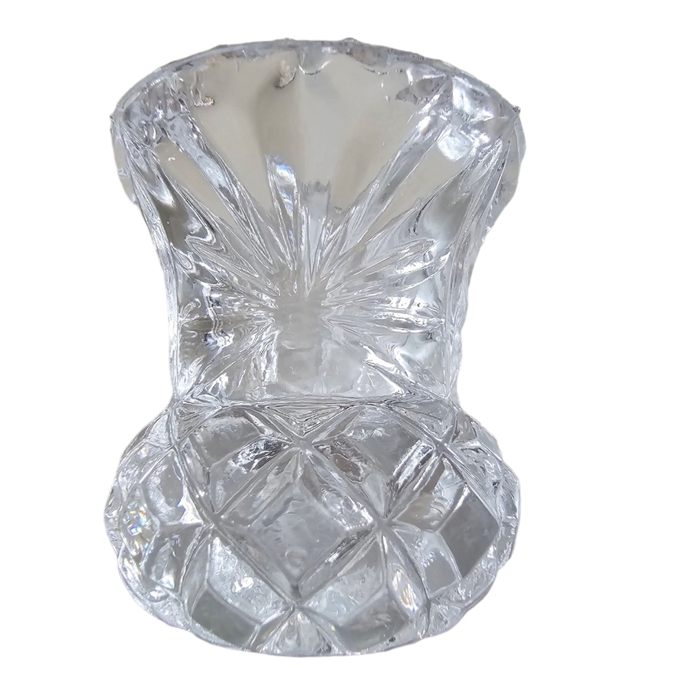 Mid Century Vintage Lead Crystal Cut Glass Figural Pineapple Toothpick Holder - Picture 2 of 3